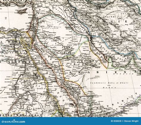 Antique Map of Middle East Arabia Iraq Stock Illustration - Illustration of maps, mecca: 858828