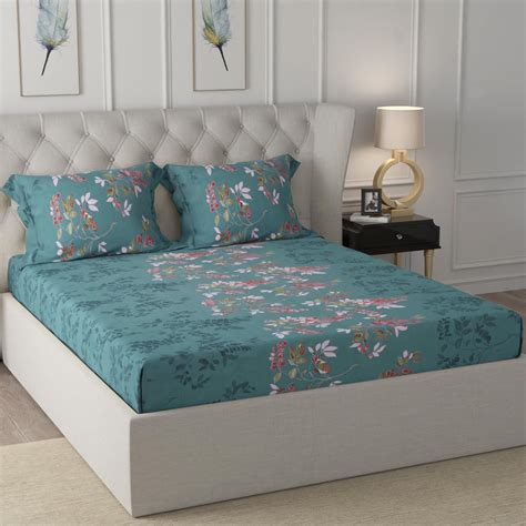 Buy Cloth Fusion Elastic Fitted Queen Size Bed Sheet with 2 Pillow ...