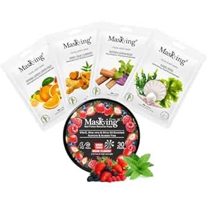 Buy MasKing Bamboo Facial Sheet Mask For Orange, Neem, Saffron & Algae ...