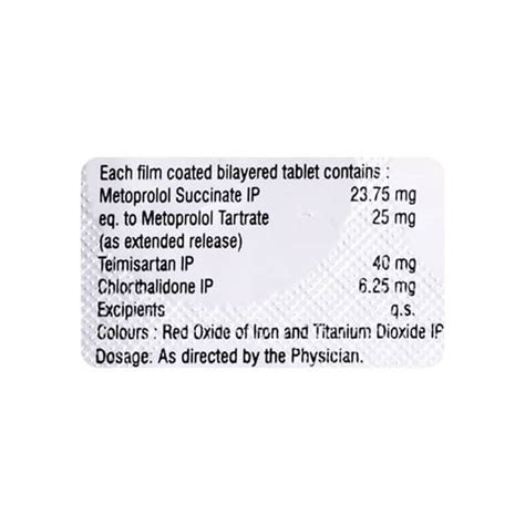 Metosartan Ch 25/6.25 Strip Of 10 Tablets: Uses, Side Effects, Price ...