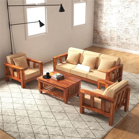LEGEND HOME FURNITURE Wooden Sofa Set 5 Seater for Living Room | with ...