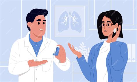 Premium Vector | Doctor is telling to her patient how to use inhaler Allergy asthmatic ...