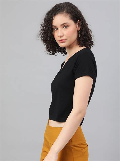 Supima V-Neck Crop : Black – Besimple London