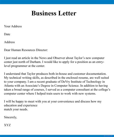 Business Letters Examples 的图像结果
