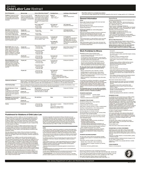 Free New Jersey Child Labor Law Abstract 2022