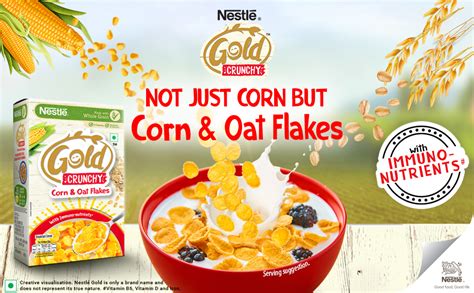 Nestle GOLD Crunchy, Corn & Oats Flakes | Made with Whole Grain | with ...
