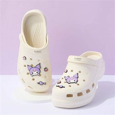 Miniso Sanion Kuromi Women's White Medium-Thick Sole Crocs, EVA ...