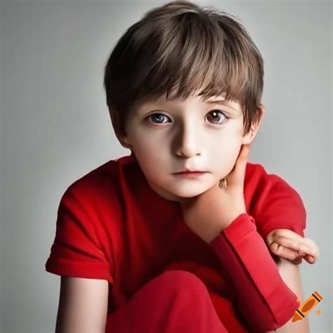 Child wearing a red t-shirt on Craiyon