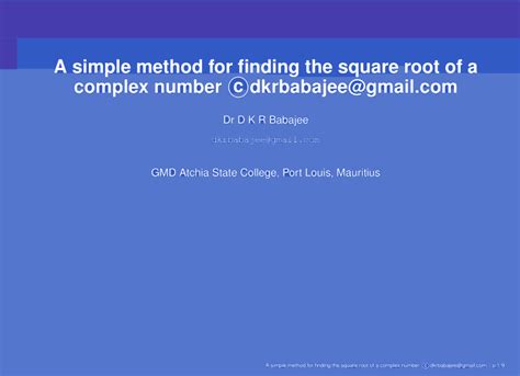 Image result for Square Root of a Complex Number