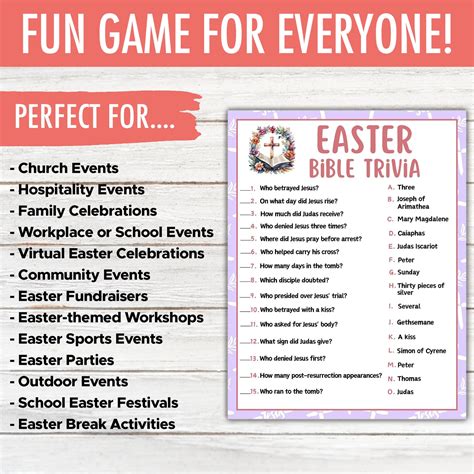 Easter Bible Trivia Printable Party Games, Easter Religious Games ...