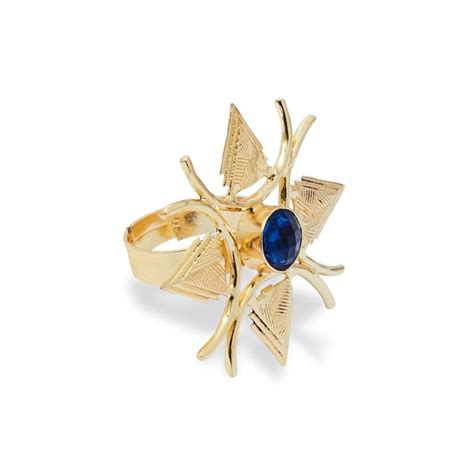 Buy Accessher Women Gold-Toned & Blue Sapphire Finger Ring Online