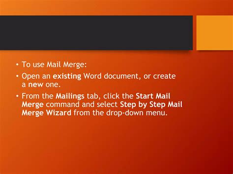 Image result for Basic Steps for Mail Merge