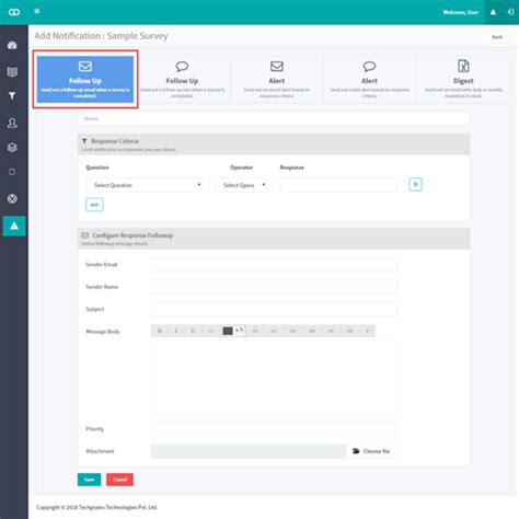 How to configure response based notification