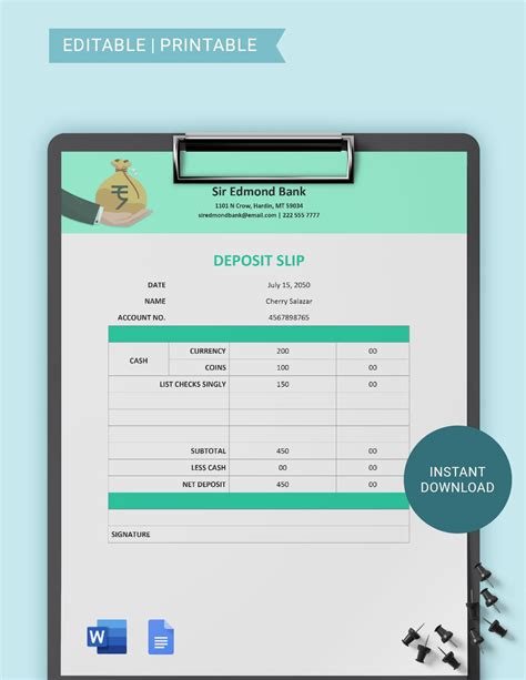 Deposit Slip Templates In Word Free Deposit Slip Template – Access High ...