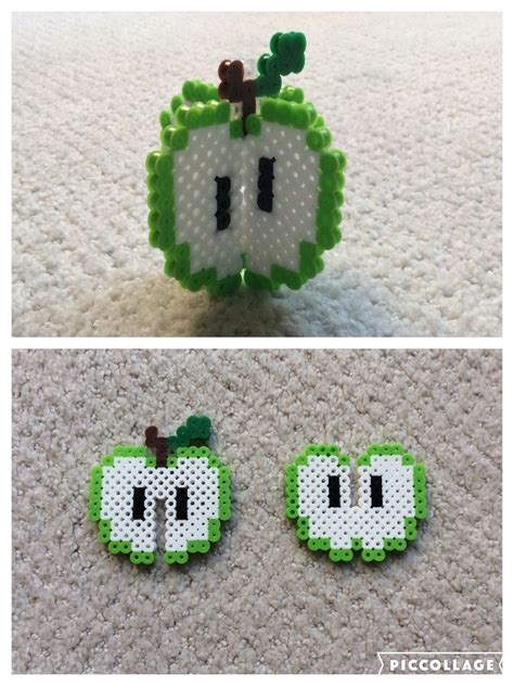 Perler beads green 3-D apple Easy Perler Beads Ideas, Easy Perler Bead ...
