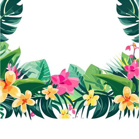 Tropical Flowers Clip Art Border