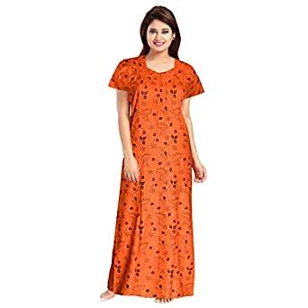 Buy Mudrika Women's Cotton Printed Ankle Length Nighty (SON6556 L_Red_L ...