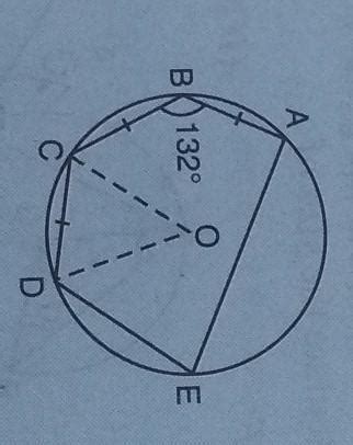 The diagram shows pentagon ABCDE inscribed in a circle, centre O. Given ...