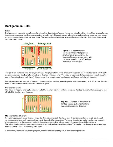 Image result for Printable Basic Backgammon Rules