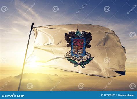 Michoacan State of Mexico Flag Textile Cloth Fabric Waving on the Top ...