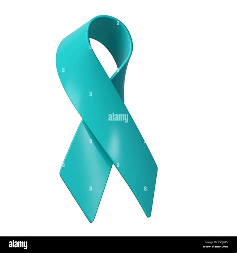 3d teal ribbon icon illustration. Awareness for cervical cancer ...