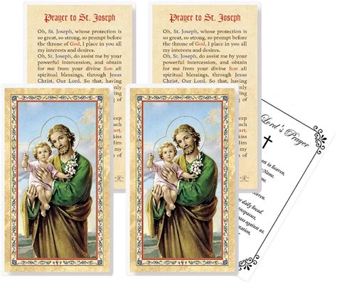 St. Joseph Prayer Cards - Laminated Set of 4, Made Australia | Ubuy