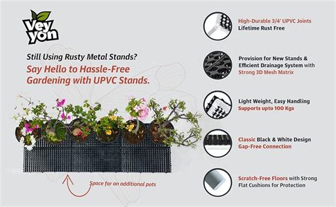 VEYYON Premium UPVC Pipe Plant Stand - 2 Stage, Suitable for HDPE Grow ...