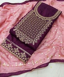 Sa nd Chi Chanderi Embellished Salwar Suit Material Price in India ...