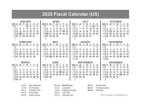 Printable Fiscal Year 2025 Calendar - Printable Free Templates