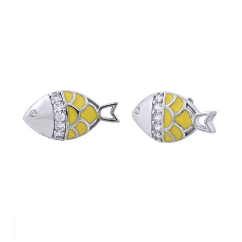 Tropical Wildlife Fish Kiss Sterling Silver Stud Earrings – VOYLLA