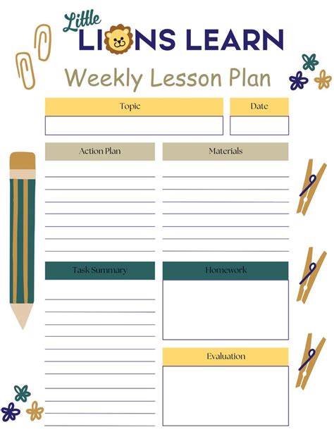 Weekly Overview of Lesson Plan 的图像结果
