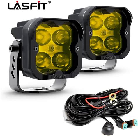 Buy LASFIT Yellow LED Pods kit, LED Fog Lights TIR Optics 3 inch Off ...