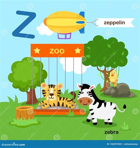 Illustration Isolated Alphabet Letter Z-zoo,zeppelin,zebra Stock Vector - Illustration of ...