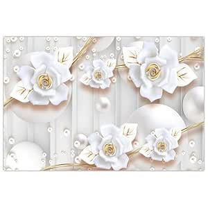 ATTRACTSO -3D White Floral Wall Poster for Living Room Bedroom Office ...