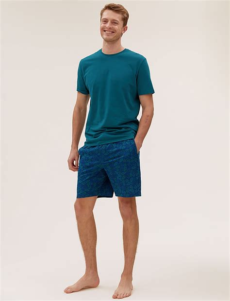 Buy Pure Cotton Leaf Print Pyjama Set at Marks & Spencer