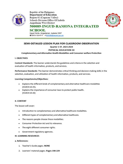 Image result for Lesson Plan for Cot Printable