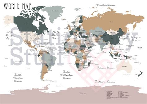World Map A3 Print 的图像结果