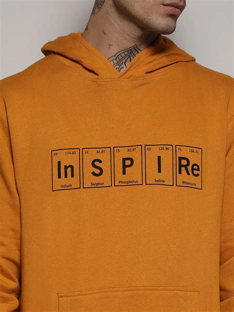₹849 | Campus Sutra Men's Mustard Yellow Inspire Hoodie With Kangaroo ...