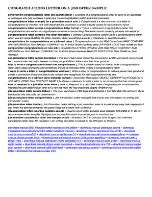 Fillable Online 172 110 22 Congratulations letter on a job offer sample ...