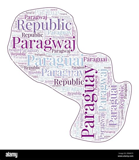 Paraguay shape filled with country name in many languages. Paraguay map ...