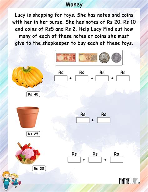 Currency – Grade 1 Math Worksheets