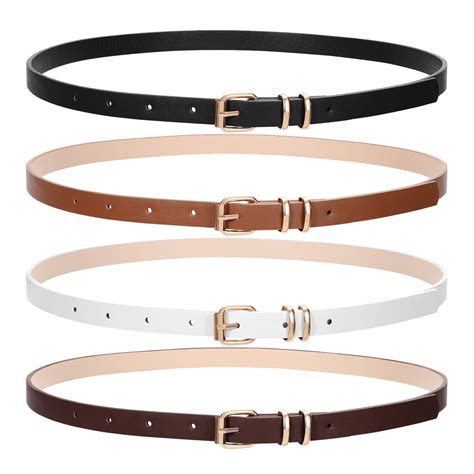 WHIPPY Skinny Women Leather Belts for Dress Skinny Waist Belt for Jeans ...