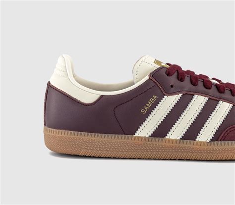 adidas Samba OG Trainers Maroon Cream White Gold Met - Womens