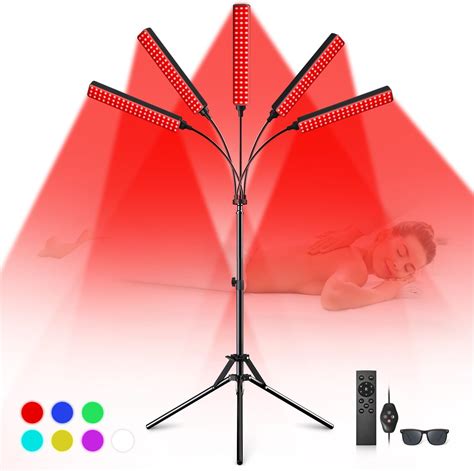Amazon.com: Red Light Therapy for Face Body, 5 Heads Red Infrared Light Therapy Device, 7Colors ...