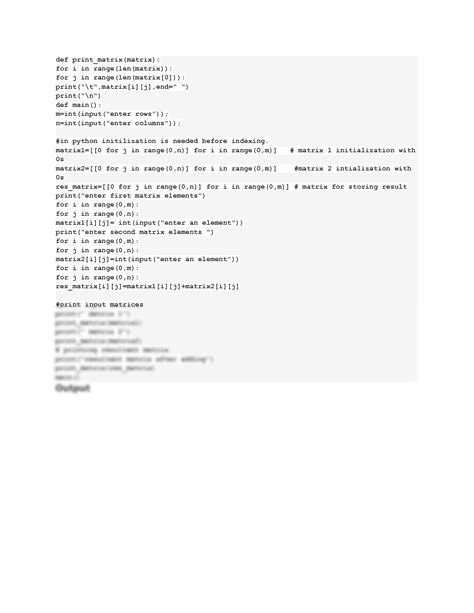 Image result for Matrix Addition Python