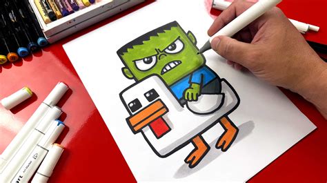 How To Draw A Chicken Jockey From The Minecraft Movie - Art For Kids Hub — Free Drawing Lessons ...