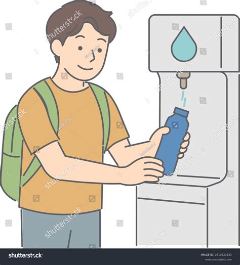 Man Refilling Reusable Water Bottle Water Stock Vector (Royalty Free ...
