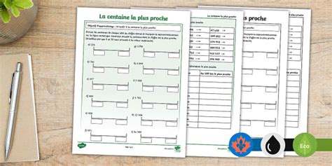 The Nearest 100 Editable Activity Sheet French
