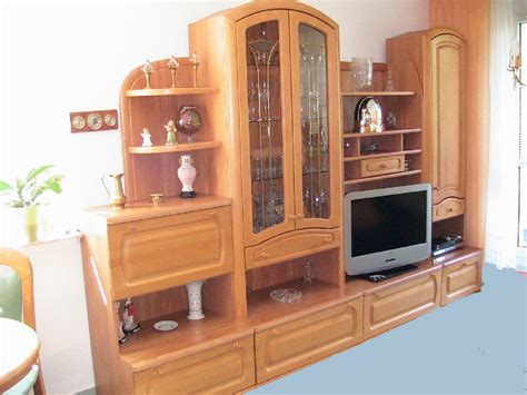 Schrankwand Sideboard Erle Front massiv mit beleuchteterr Vitrine ...