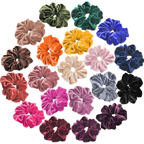 FAMEZA 20 Pcs Scrunchies Velvet Elastic Hair Bands Scrunchy Hair Ties ...
